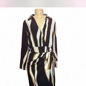 SHEIN Black and Tan Striped Dress